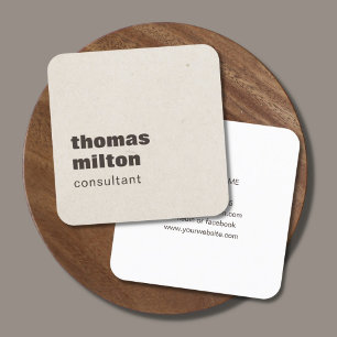 Cartão De Visita Quadrado Consultante de papel simples moderno de Brown da