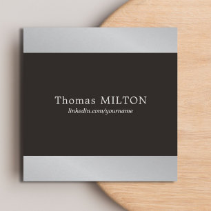 Cartão De Visita Quadrado Consultante de prata do falso preto elegante