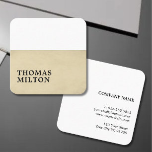 Cartão De Visita Quadrado Consultor branco Beige de textura elegante simples