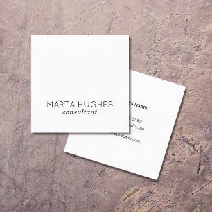 Cartão De Visita Quadrado Consultor Branco Elegante Minimalista