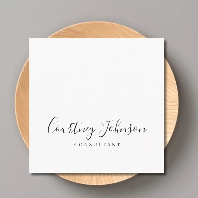 Cartão De Visita Quadrado Consultor branco preto elegante profissional (Criador carregado)