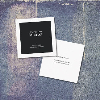 Cartão De Visita Quadrado Consultor branco preto elegante profissional
