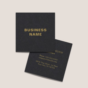 Cartão De Visita Quadrado Consultor Dourado Mínimo Elegante Preto Faux