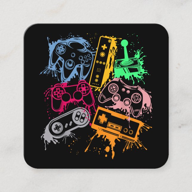 Cartão De Visita Quadrado Controladores de Console de Jogos de Vídeo - Arco  (Frente)