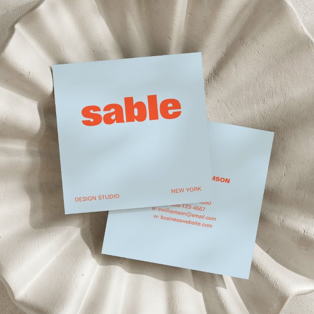 Cartão De Visita Quadrado Cool Blue Orange Modern Aesthetic Bold Square (Criador carregado)