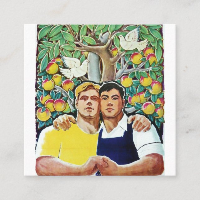 Cartão De Visita Quadrado Cooperação Sino-Soviética (Frente)