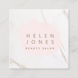 Cartão De Visita Quadrado cor d'água cor rosa no mármore