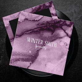 Cartão De Visita Quadrado Cor-de-água do mármore violeta elegante