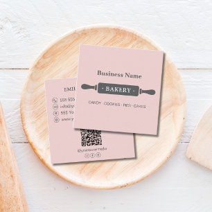 Cartão De Visita Quadrado Cor-de-rosa-rolante minimalista