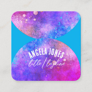 Cartão De Visita Quadrado cor magenta colorida com abertura de cor magenta p