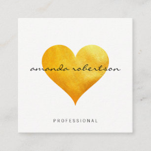 Cartão De Visita Quadrado Coração Dourado Cutesy