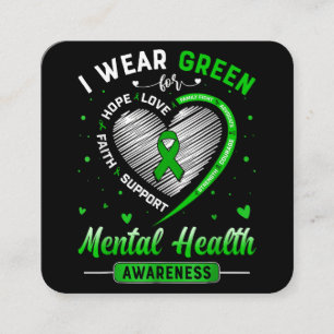 Cartão De Visita Quadrado Coração Eu Visto Verde Para Mão Consciência Da Saú