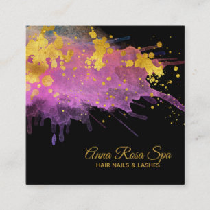 Cartão De Visita Quadrado Corajoso Glam Luxe Dourado do rosa do abstrato da