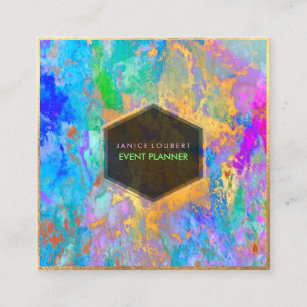 Cartão De Visita Quadrado Cores PixDezines Abstrato Galaxy/Neon