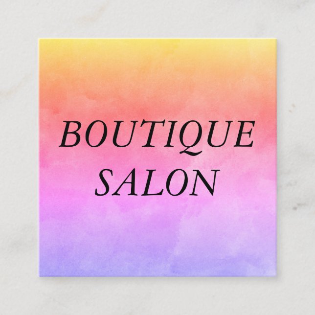 Cartão De Visita Quadrado Cores Vibrantes de Texto Grande (Frente)