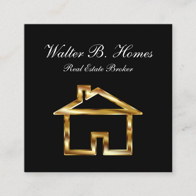 Cartão De Visita Quadrado Corretor imobiliário elegante (Frente)