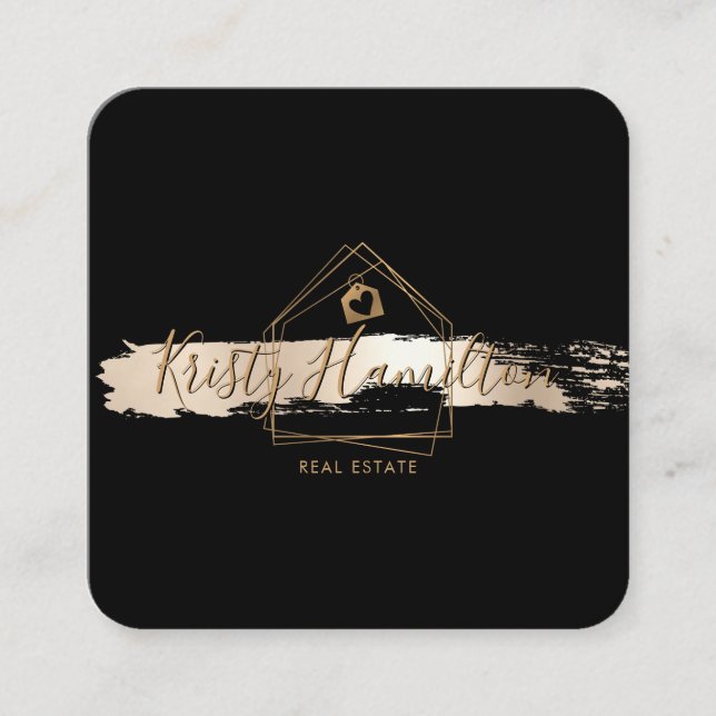 Cartão De Visita Quadrado corretor imobiliário imobiliária adicionar foto b (Frente)