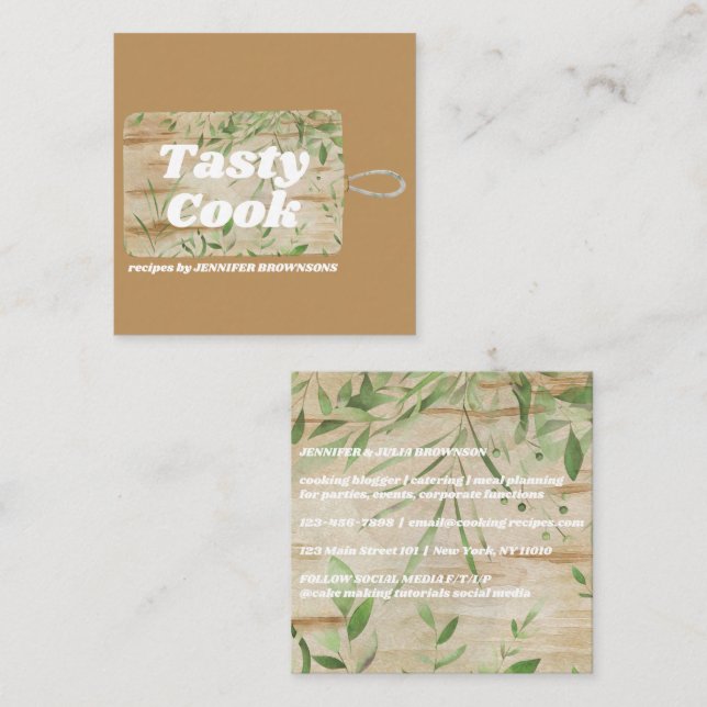 Cartão De Visita Quadrado Cortando Conselho Rustic Cooker (Frente/Verso)