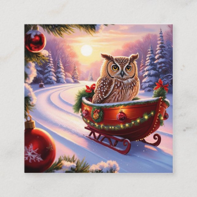 Cartão De Visita Quadrado Coruja de manga durante os feriados (Frente)