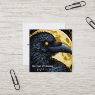 Cartão De Visita Quadrado Corvo Preto de Halloween