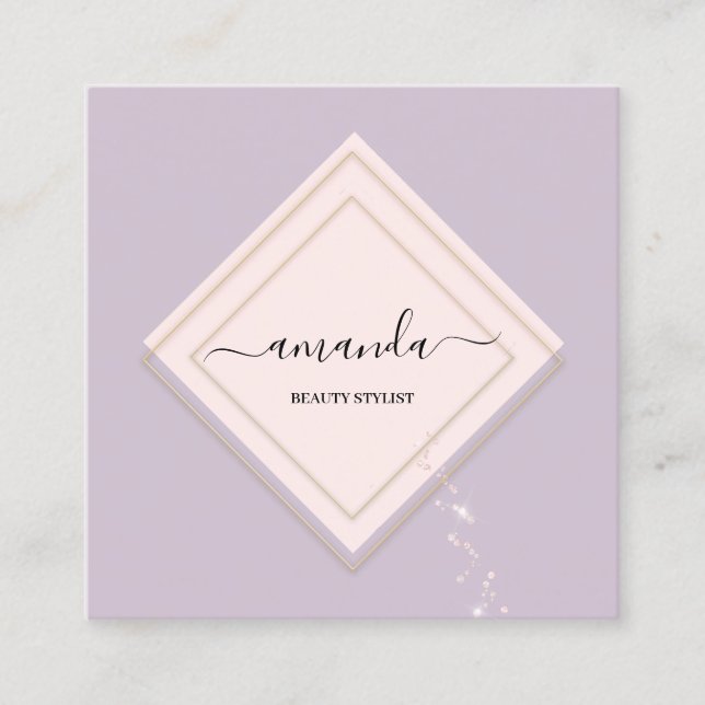 Cartão De Visita Quadrado Cosméticos Body Fashion Studio SPA Lavanda (Frente)