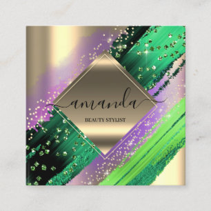 Cartão De Visita Quadrado Cosméticos do corpo trópico do logotipo de ativa