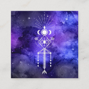 Cartão De Visita Quadrado *~* Cósmico Aztec Tribal - Shaman Celestial Sagra
