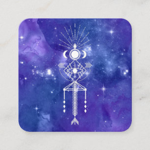 Cartão De Visita Quadrado *~* Cósmico Aztec Tribal - Shaman Celestial Sagra