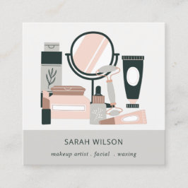 Cartão De Visita Quadrado Cosmologista de Maquiagem de Cinzas Escamufladas E