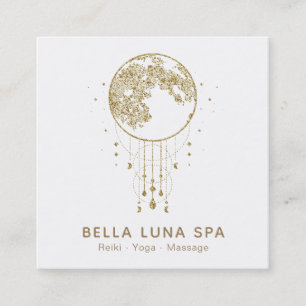 Cartão De Visita Quadrado *~* Cosmos Moon Shaman Lunar Dourado