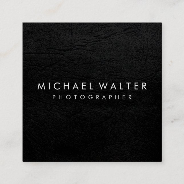 Cartão De Visita Quadrado Couro Mínimo Profissional (Frente)