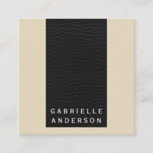 Cartão De Visita Quadrado Couro preto Elegante profissional / Preto