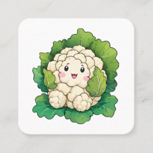 Cartão De Visita Quadrado Couve-flor Kawaii