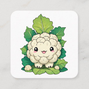 Cartão De Visita Quadrado Couve-flor Kawaii
