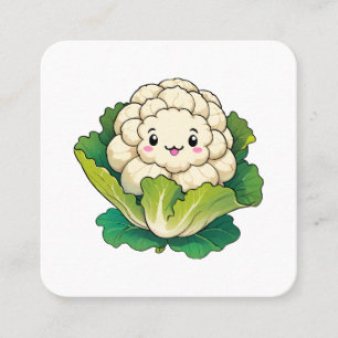 Cartão De Visita Quadrado Couve-flor Kawaii