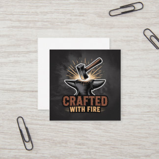 Cartão De Visita Quadrado Crafted With Fire – Rustic Artisan Sticker