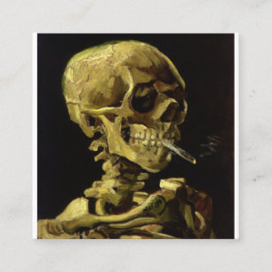 Cartão De Visita Quadrado Crânio de esqueleto com queima de cigarro Vincent