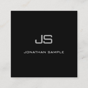 Cartão De Visita Quadrado Creative Modern Monograma Preto Simples Simples Si