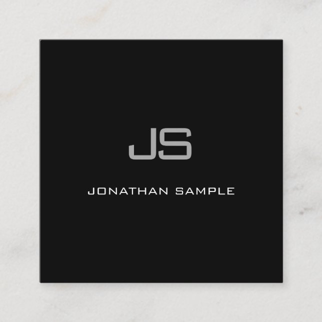 Cartão De Visita Quadrado Creative Modern Monograma Preto Simples Simples Si (Frente)