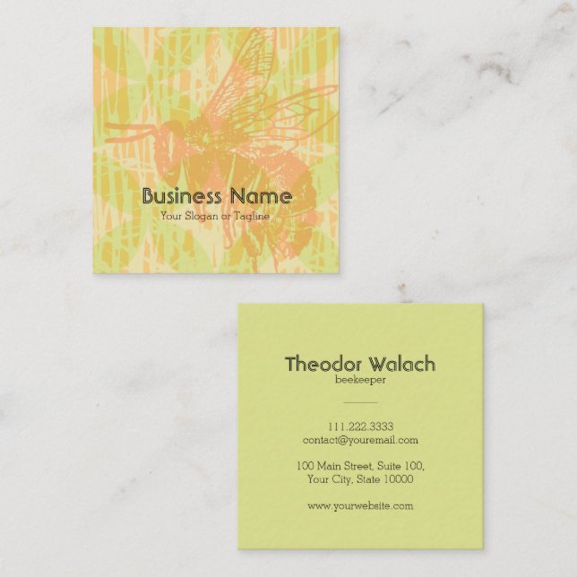 Cartão De Visita Quadrado Criança Dourada Verde Rosa Chic (Frente/Verso)