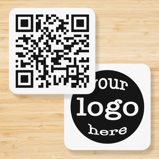 Cartão De Visita Quadrado Criar Endereço personalizado do site QR Code Logot (Create Custom Website Address QR Code Company Logo Square Business Card)