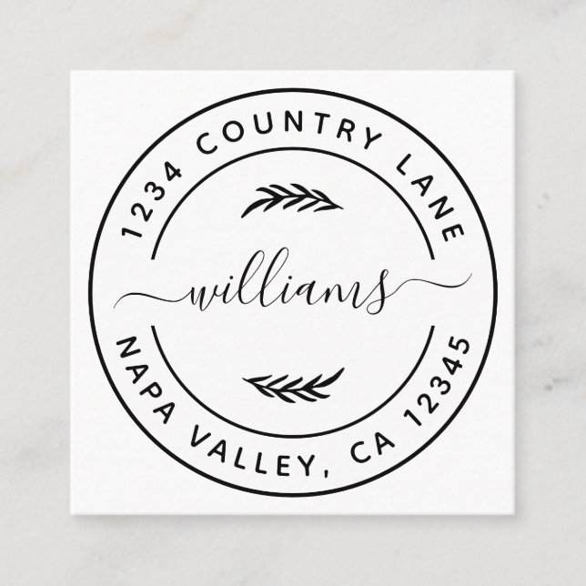 Cartão De Visita Quadrado Crie As Suas Próprias Folhas Botânicas   (Frente)