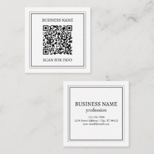Cartão De Visita Quadrado Crie um código QR escaneável Preto & Branco
