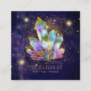 Cartão De Visita Quadrado *~* Cristais Cósmicos Estrelas Glitter Douradas Ar