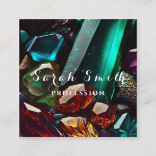 Cartão De Visita Quadrado Cristais e Minerais lindos Emerald-Green