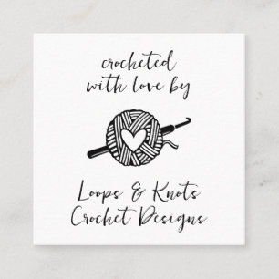 Cartão De Visita Quadrado Crochetado Com Amor