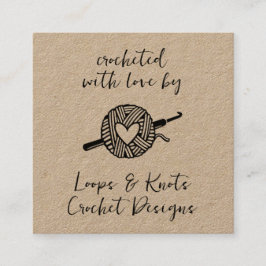 Cartão De Visita Quadrado Crochetado Com Amor