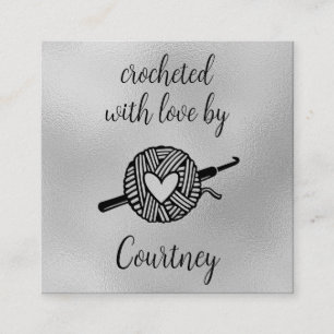 Cartão De Visita Quadrado Crochetado Com Amor