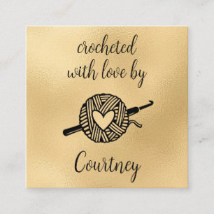 Cartão De Visita Quadrado Crochetado Com Amor 