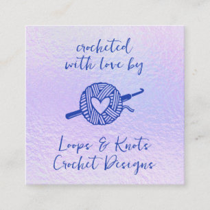 Cartão De Visita Quadrado Crochetado Com Amor